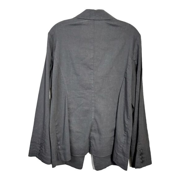 EILEEN FISHER Organic Linen Blazer Gray Jacket Button Notch Lapel Women 14 - Picture 2 of 7
